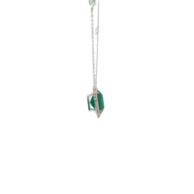 East/ West Emerald Pendant with Diamond Accent