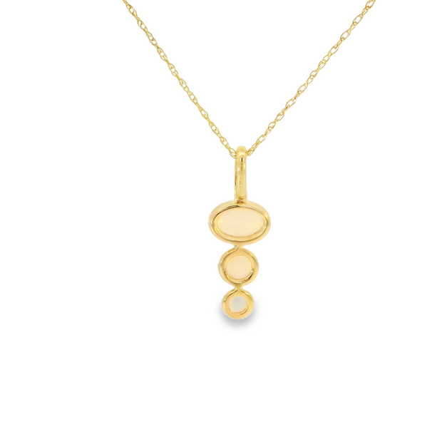 Yellow Gold Opal Diamond Pendant Necklace