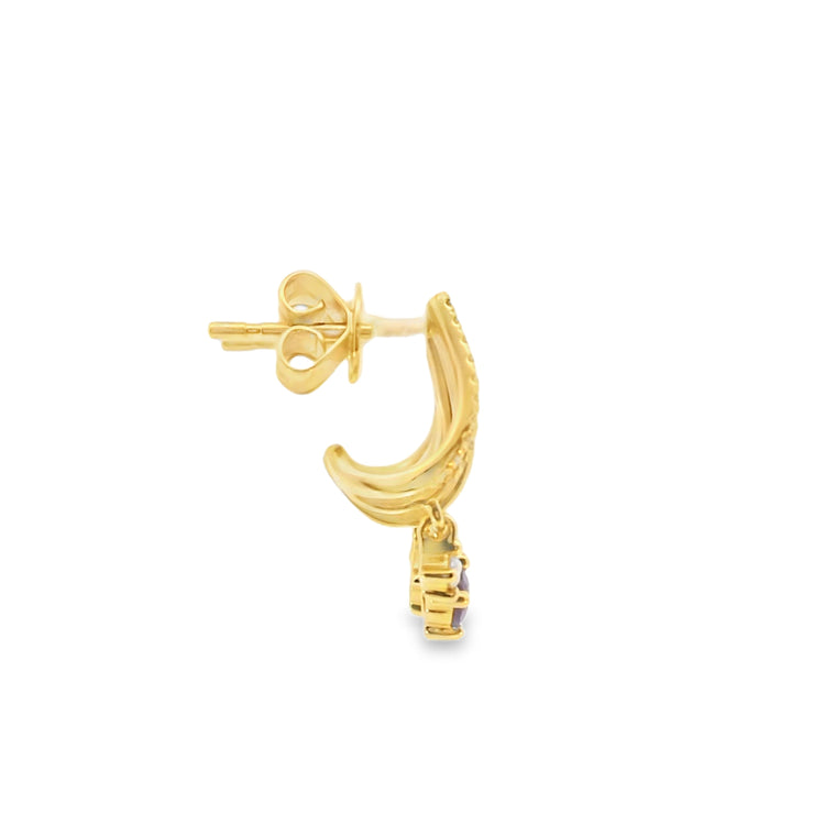 Huggies with Amethysts and Diamonds