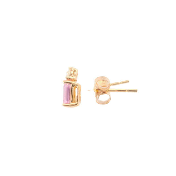 Pink Sapphire and Diamond Studs