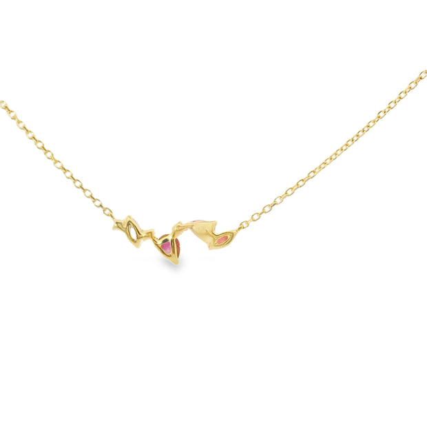 Ruby and Pink Sapphire Scatter Bar Pendant