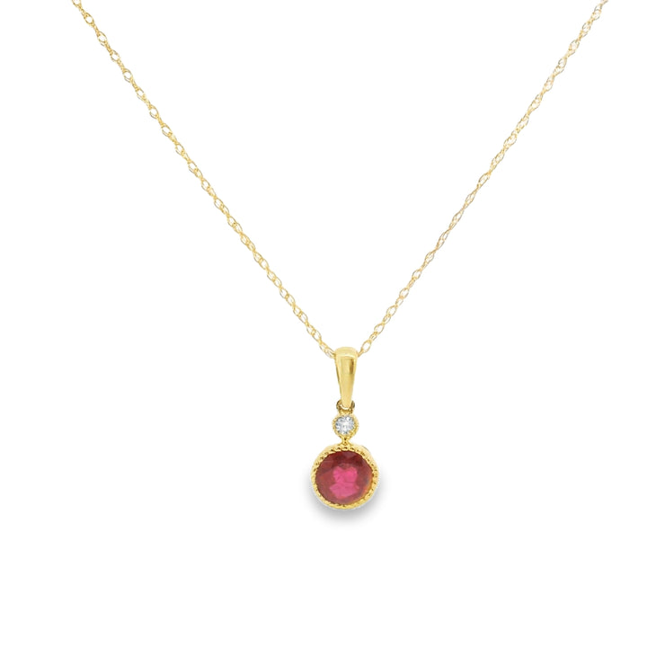 Ruby and Diamond Bezel Pendant