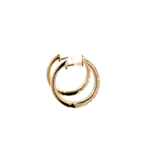 14 Karat Yellow Gold Diamond Huggies