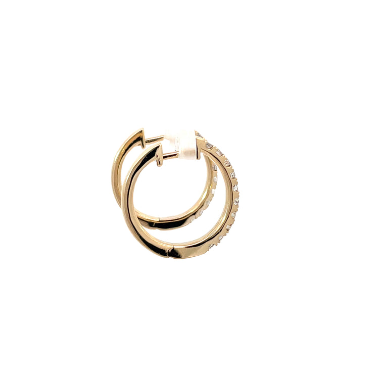 14 Karat Yellow Gold Diamond Huggies