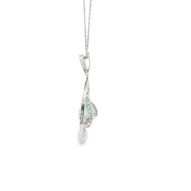 18 Karat White Gold Pariaba Tourmaline and Diamond Necklace