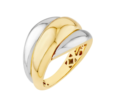 Two Tone Polished Rolling Twist Ring