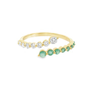 Emerald and Diamond Bypass Ring