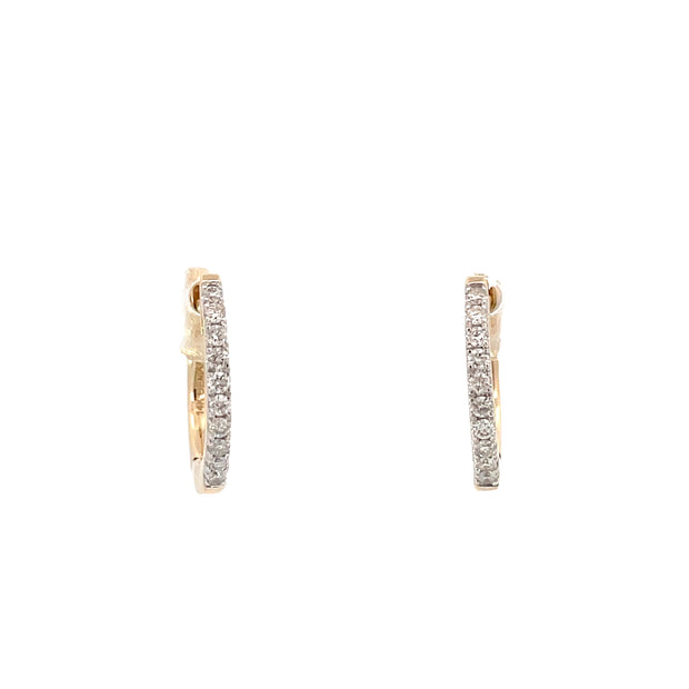 14 Karat Yellow Gold Diamond Huggies