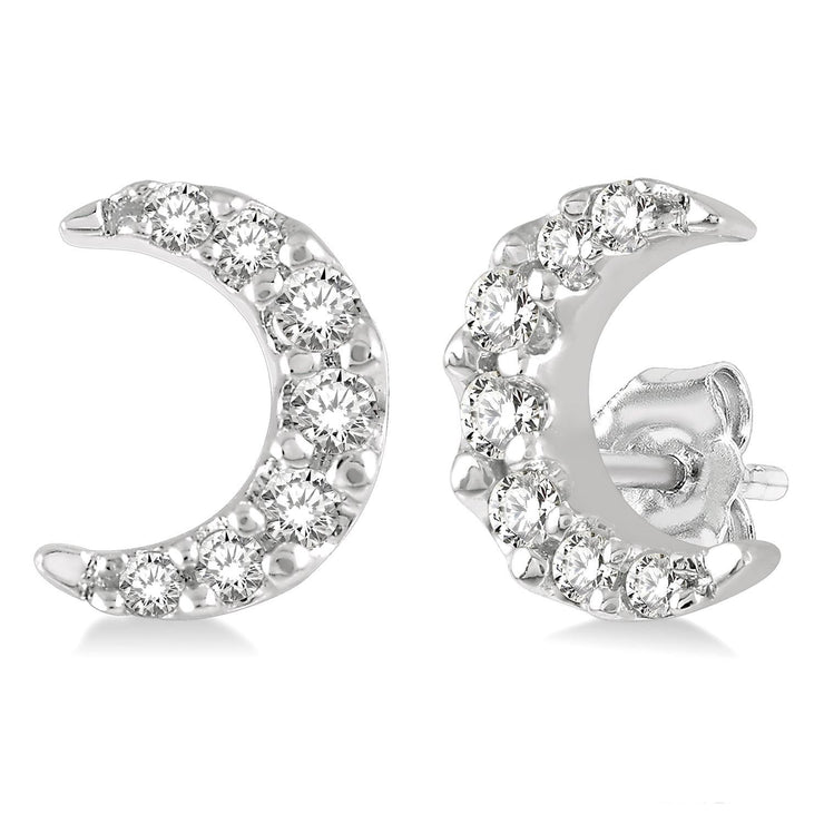 Diamond Moon Shaped Studs