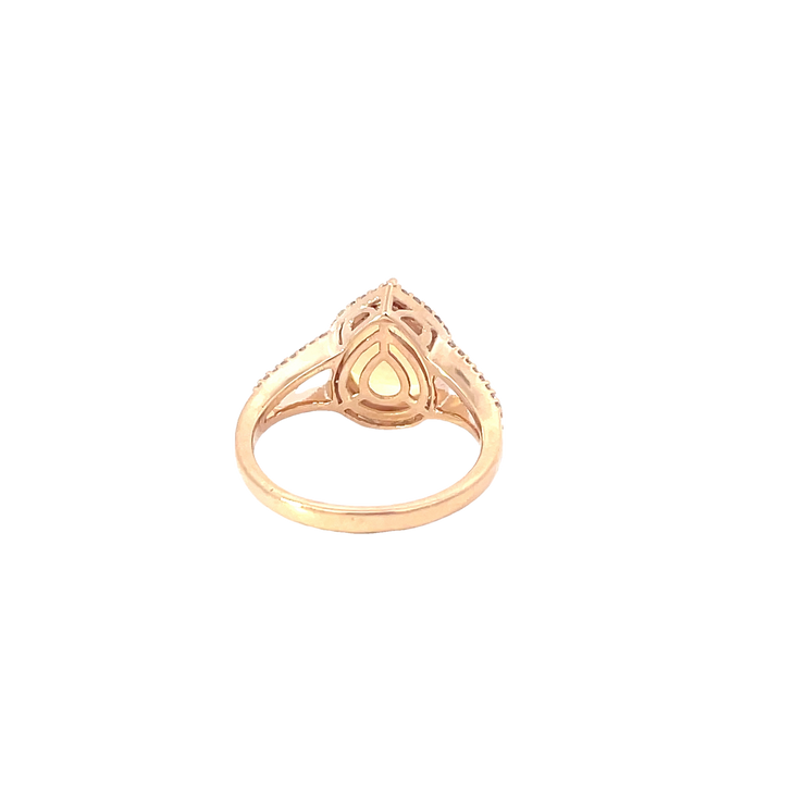 Rose Gold Halo Split Band Opal Ring