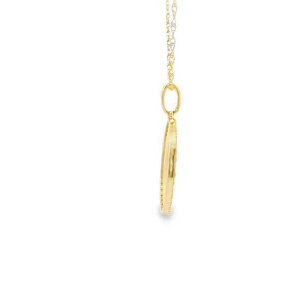 Satin Disk Pendant with Diamond Halo