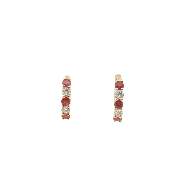 Huggies with Rubies and Diamonds