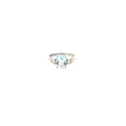 14K White Gold Aquamarine Diamond Ring