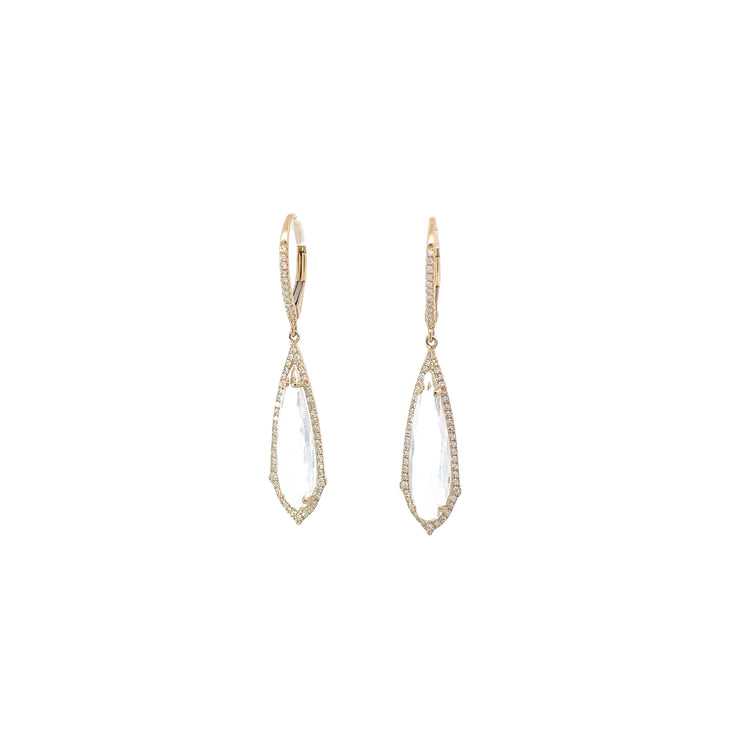 Blue Topazes and Diamonds Drop Earrings