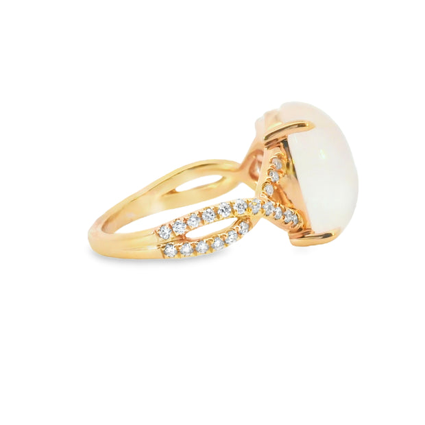Moonstone and Diamond Twist Ring