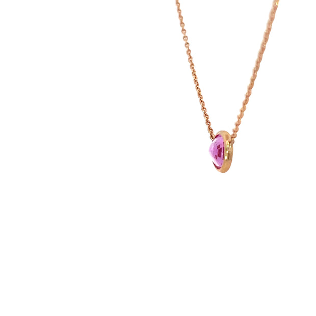14k Rose Gold Pink Sapphire Solitaire Pendant