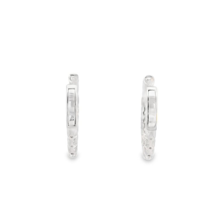 White Gold Inverted Diamond Hoops