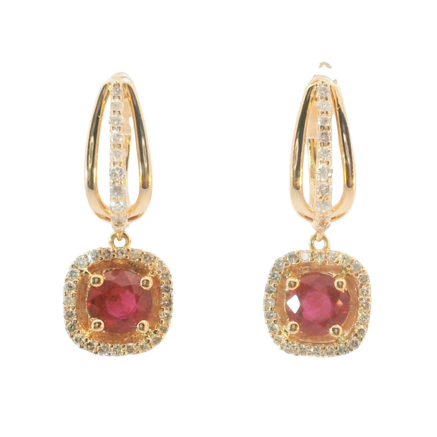 Ruby and Diamond Drop Earring