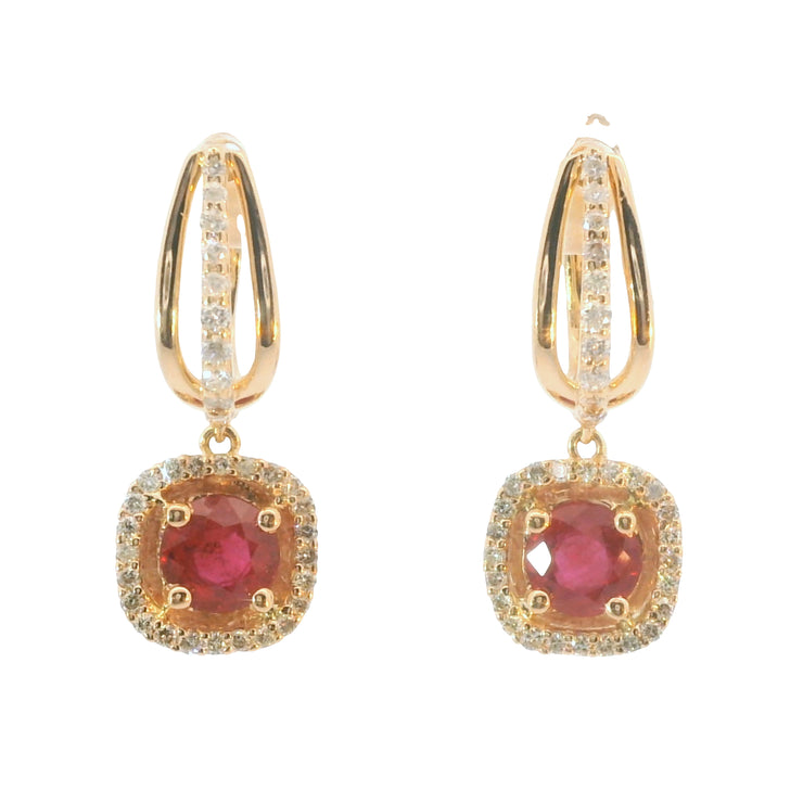 Ruby and Diamond Drop Earring
