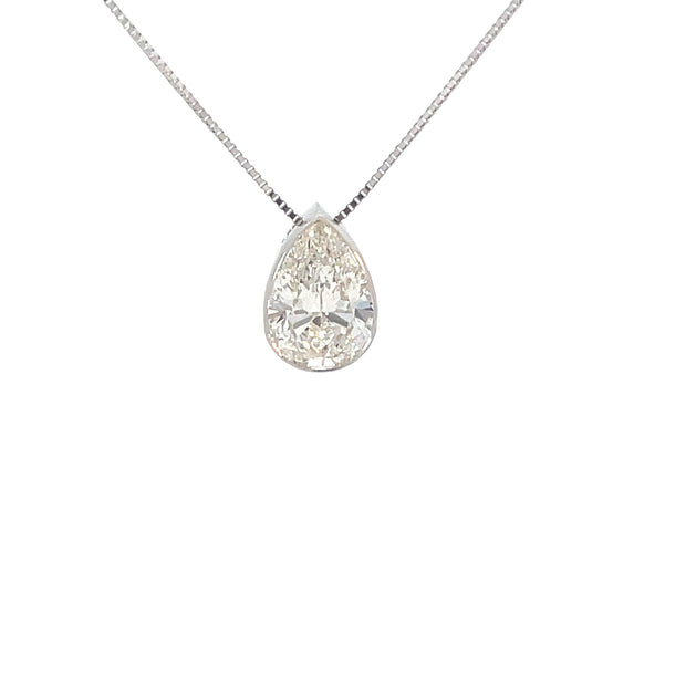 Lab Grown Pear Diamond Solitaire Necklace