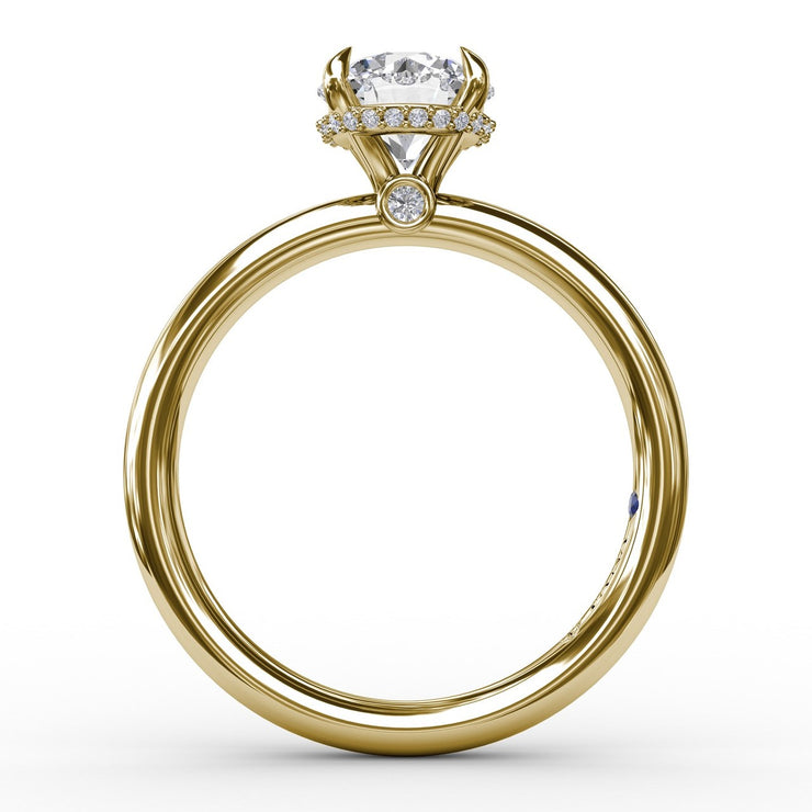FANA Hidden Halo 14 Karat Yellow Gold Semi-Mount Ring