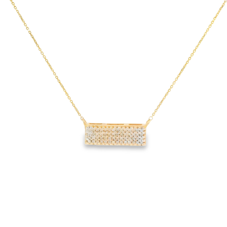 Yellow Gold Diamond Pave Bar Necklace