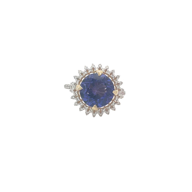 Yellow Gold Tanzanite Diamond Ring