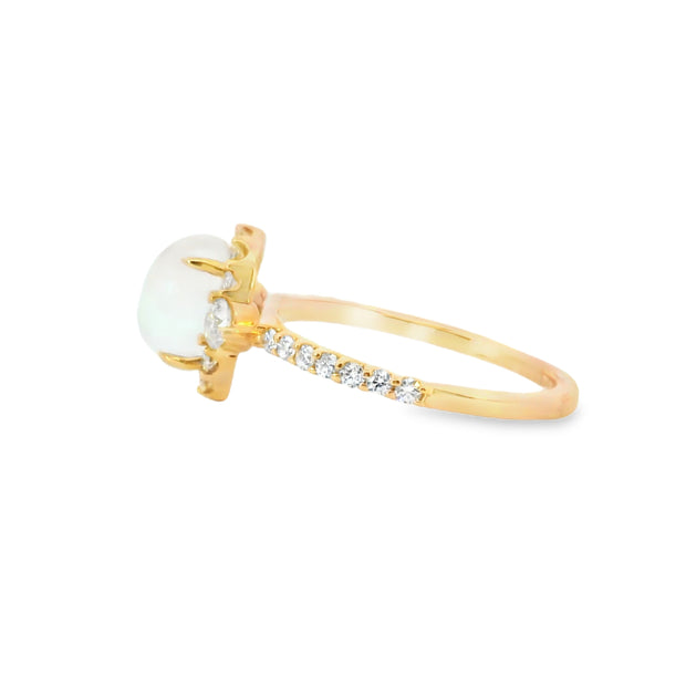 Moonstone and Diamond Ring