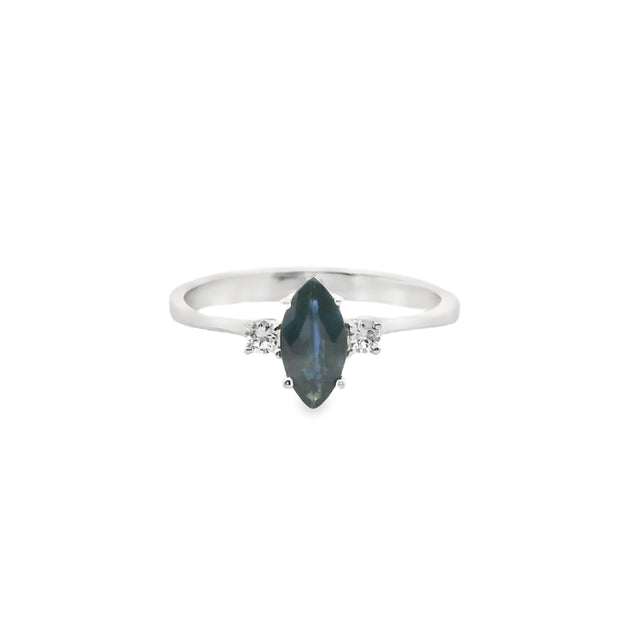 Sapphire and Diamond Three Stone Ring