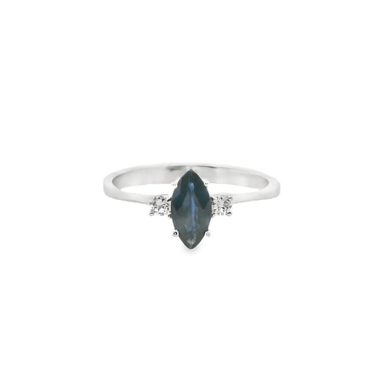 Sapphire and Diamond Three Stone Ring