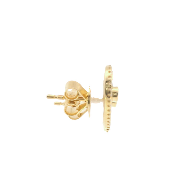 Faceted Heart Studs with Diamond Pave