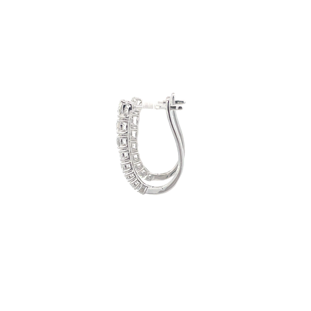White Gold Graduating Diamond Hoops