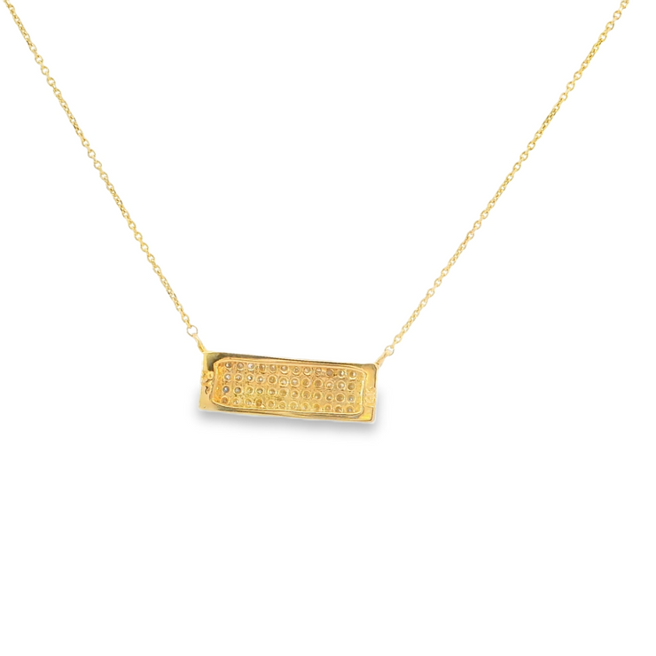 Yellow Gold Diamond Pave Bar Necklace
