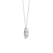 Ruby and Diamond Flower Halo Pendant