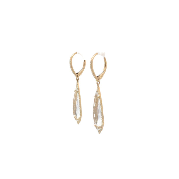 Blue Topazes and Diamonds Drop Earrings