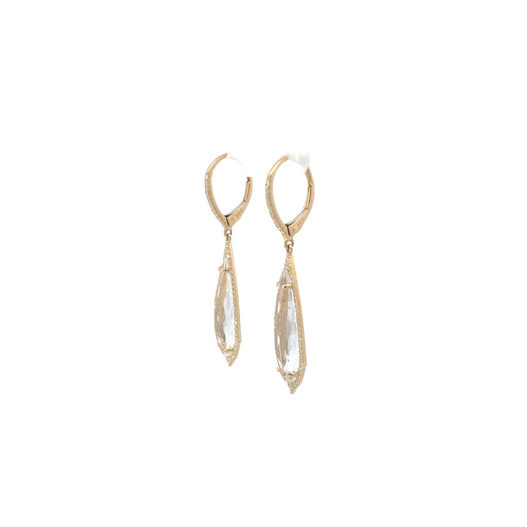 Blue Topazes and Diamonds Drop Earrings