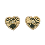 Faceted Heart Studs with Diamond Pave