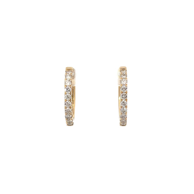 14 Karat Yellow Gold Diamond Huggies