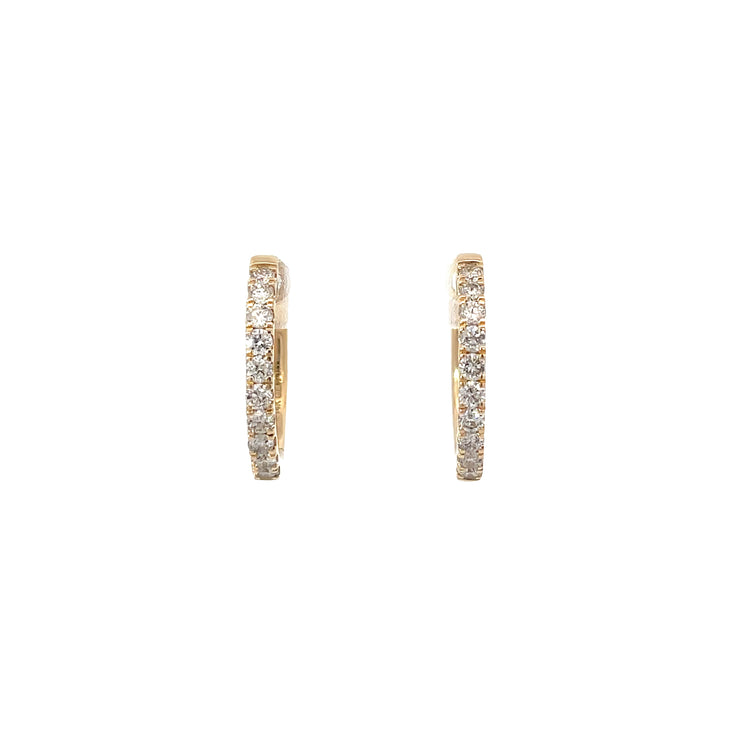 14 Karat Yellow Gold Diamond Huggies