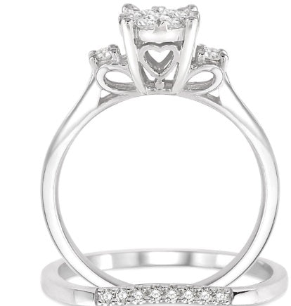 Diamond Cluster 2 Ring Wedding Set
