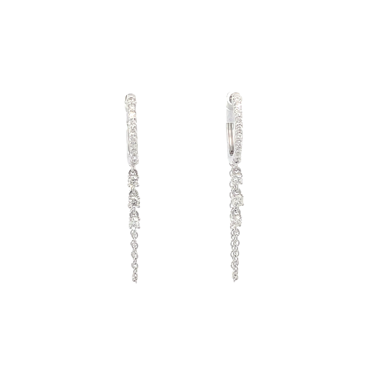 White Gold Diamond Chain Drop Earrings
