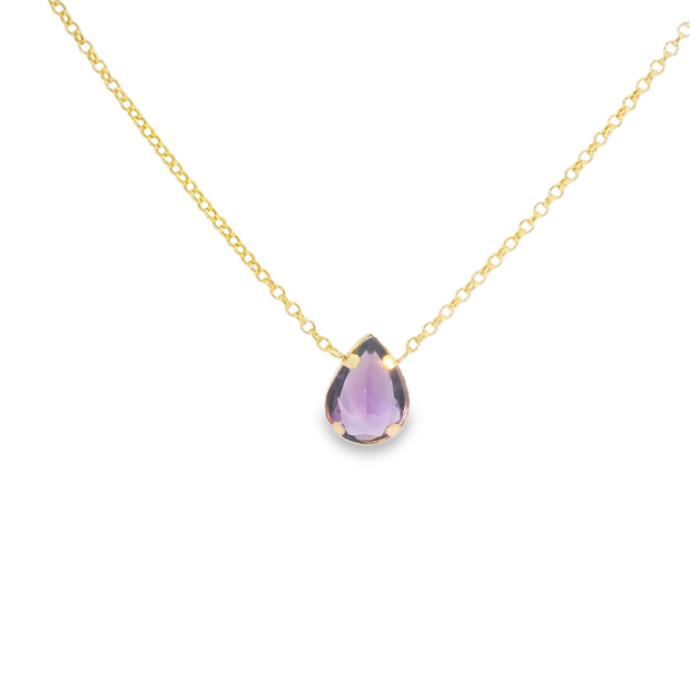 Bezel Set Amethyst Necklace