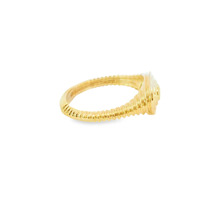 Ripple Texture Diamond Signet Ring