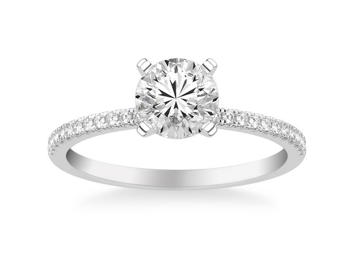 Dainty White Gold Pave Semi Mount