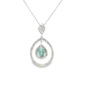 18 Karat White Gold Pariaba Tourmaline and Diamond Necklace