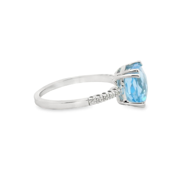 Blue Topaz and Diamond Ring