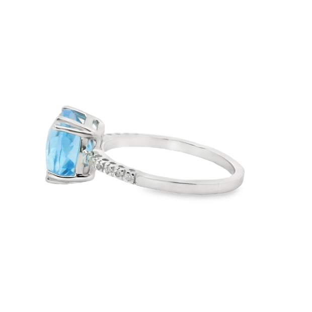 Blue Topaz and Diamond Ring