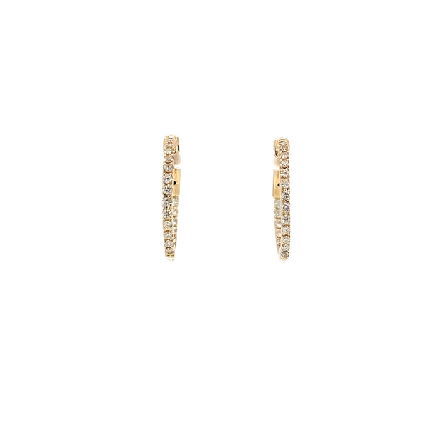 14 Karat Yellow Gold Diamond Hoops