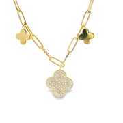 Clover Paperclip Link Necklace