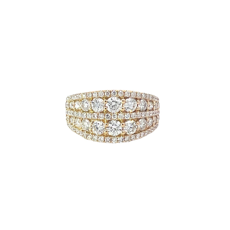 Yellow Gold Multi Row Diamond Ring